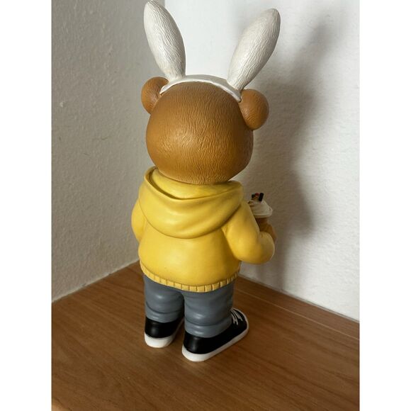 Easter Teddy Bear Figurine with Bunny Ear Hairband NWT - Picture 2 of 5